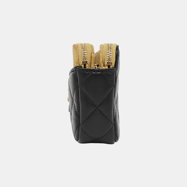 Quilted Lambskin Shoulder Bag Black