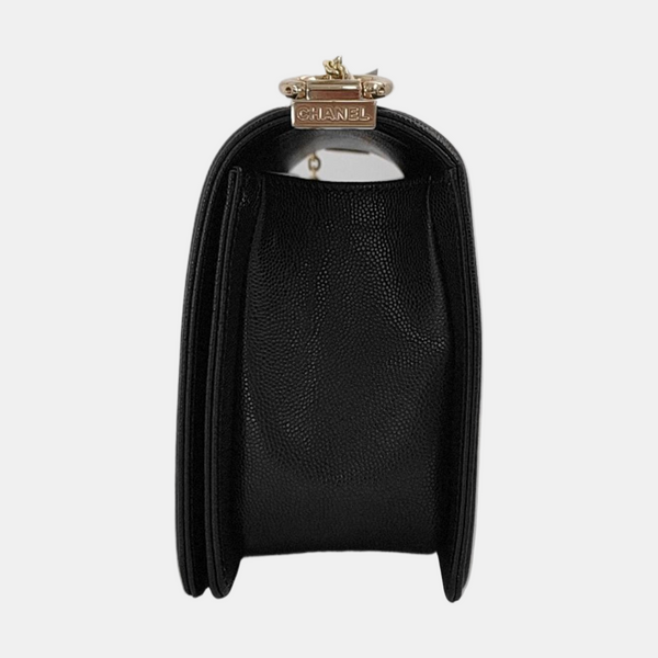 BOY CHANEL Medium Quilted Grained Calfskin Black