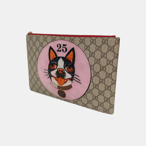 Coated Canvas Clutch Brown