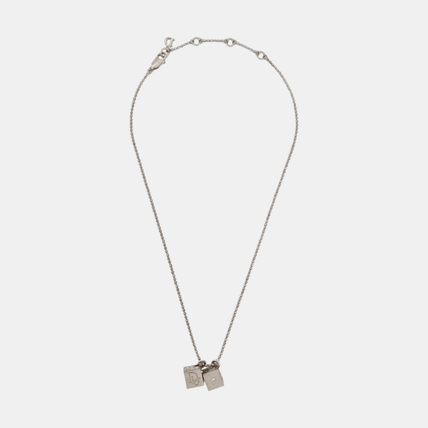 Dice Charms Metal Silver Necklace