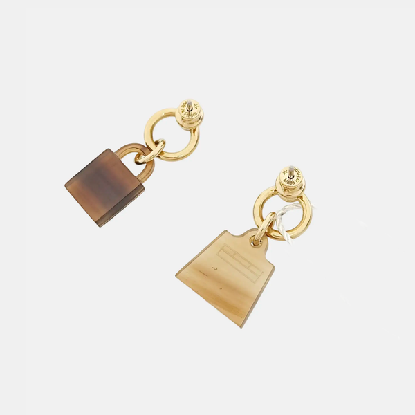 Amulette Maroquinier Metal Gold Stud Earrings