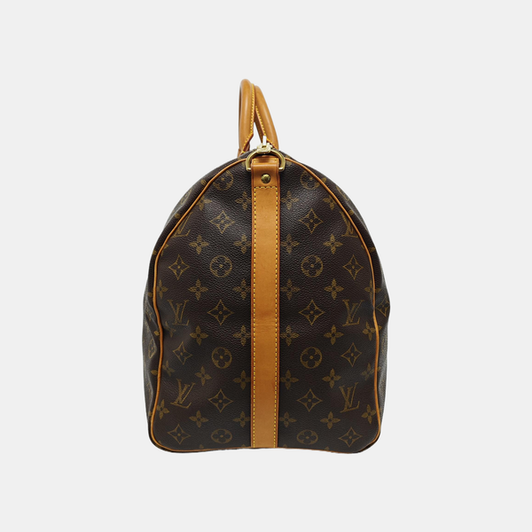 KEEPALL 50 Monogram Coated Canvas Brown