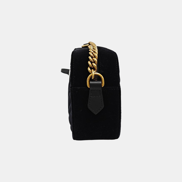GG Marmont Small Quilted Velvet Black