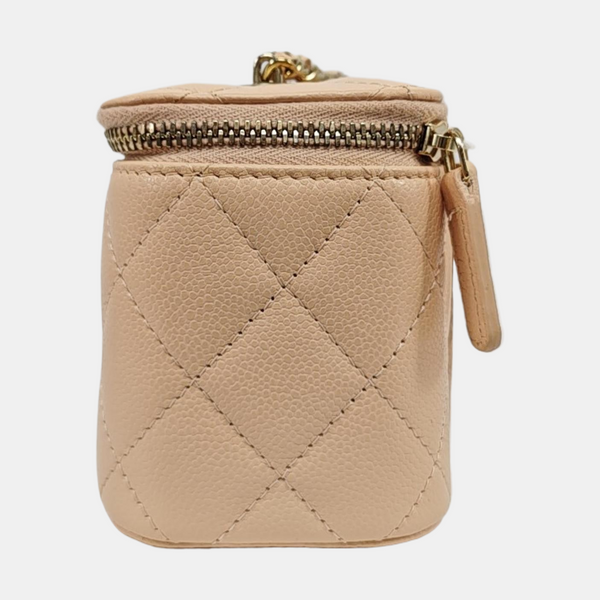 VANITY CASE Mini Grained Calfskin Beige