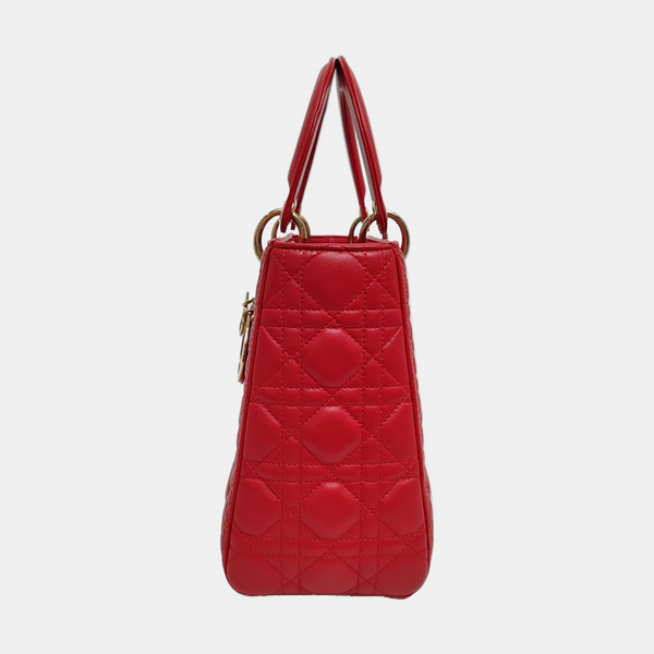 Lady Dior Medium Cannage Lambskin Red