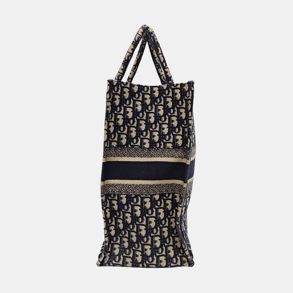 Book Tote Large Oblique Canvas Beige