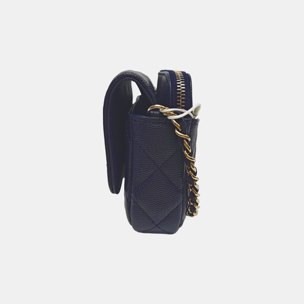 CLASSIC FLAP Mini Quilted Grained Calfskin Blue