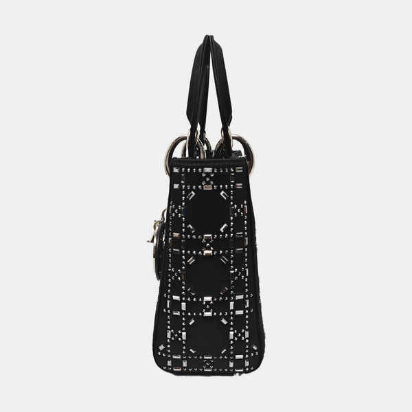 Authenticated pre-owned Lady Dior Mini Silk Satin Blue - Tote Bag at Looply