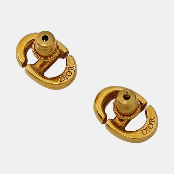 CD Navy Metal Gold Stud Earrings