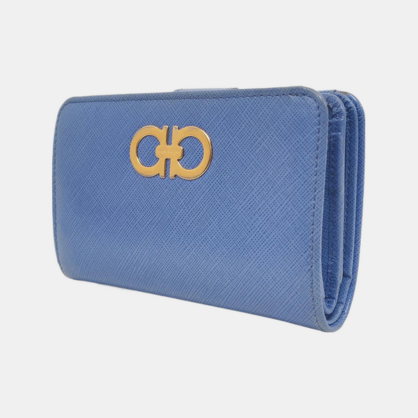 Authenticated pre-owned Gancini Leather Blue Wallet - Wallet at Looply
