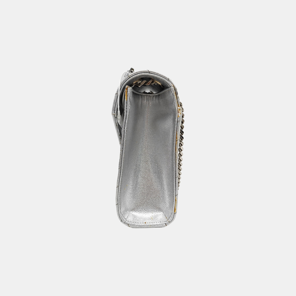 ENVELOPE Medium Chevron, Quilted Calfskin Silver