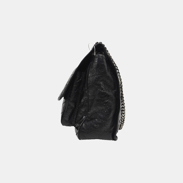 NIKI Large Chevron Calfskin Black