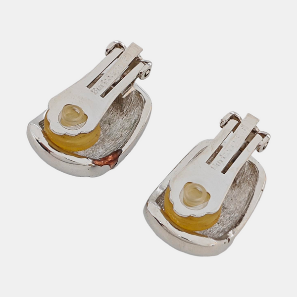 Metal Blue Clip On Earrings