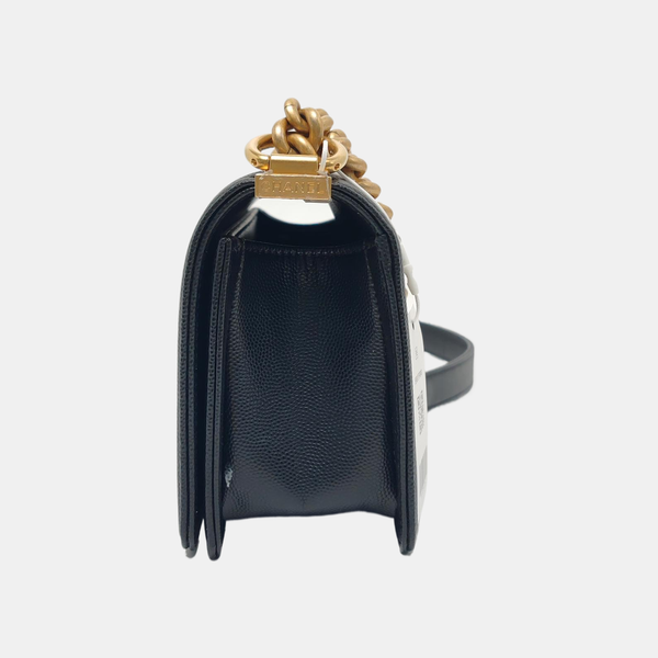 BOY CHANEL Small Quilted Grained Calfskin Black