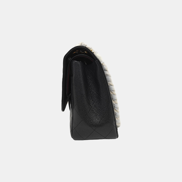 CLASSIC FLAP Jumbo Quilted Grained Calfskin Black