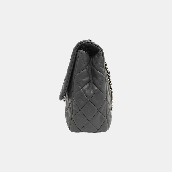 Large Quilted Calfskin Gray