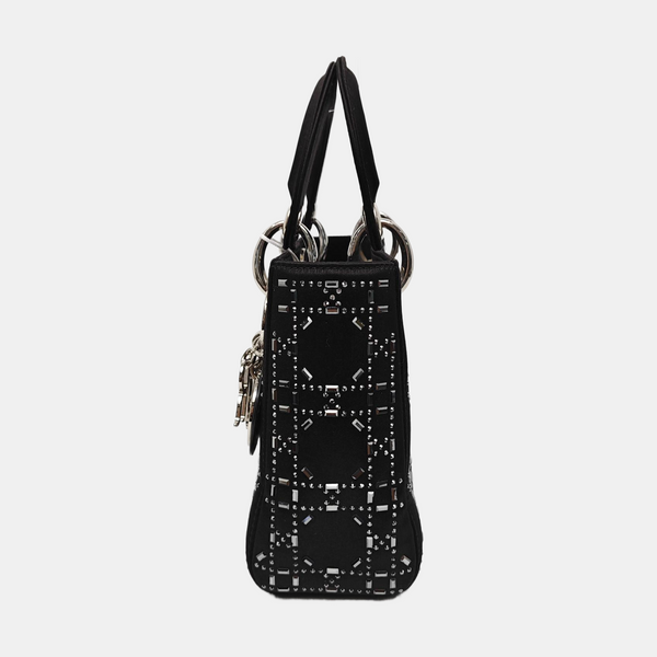 Authenticated pre-owned Lady Dior Mini Silk Satin Black - Tote Bag at Looply