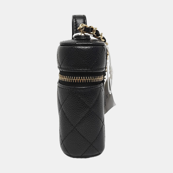 VANITY CASE Mini Quilted Grained Calfskin Black
