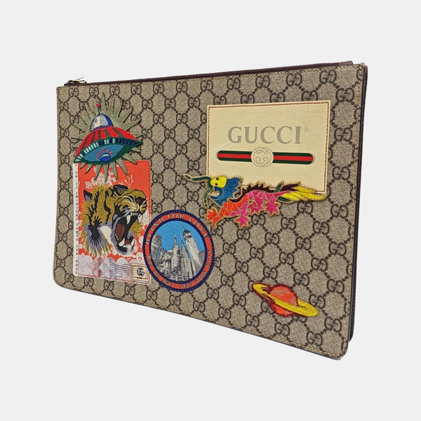 Monogram Coated Canvas Clutch Beige