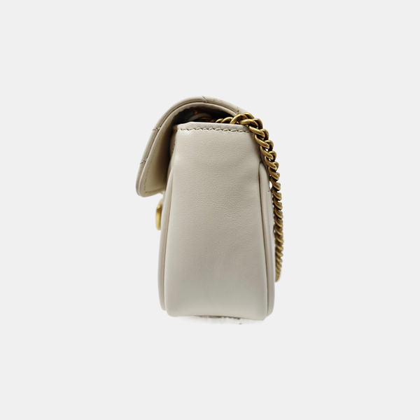 GG Marmont Mini Quilted Calfskin White