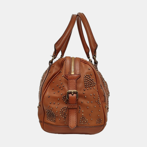 Calfskin Top Handle Bag Brown