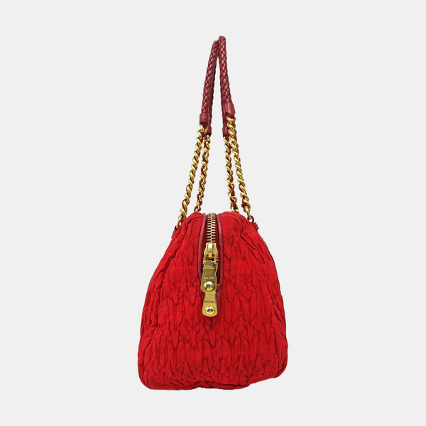 Quilted Canvas Tote Bag Red