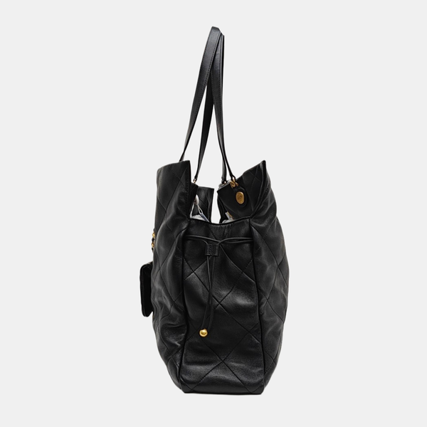 Quilted Lambskin Tote Bag Black