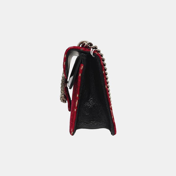 Dionysus Small Monogram Velvet Red