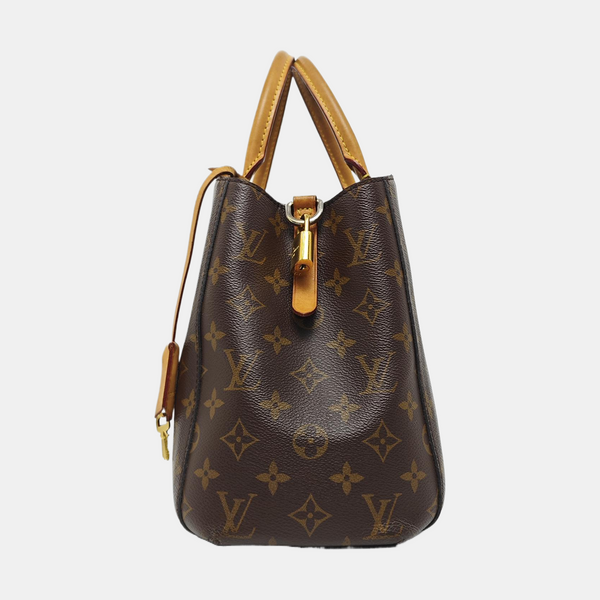 MONTAIGNE MM Monogram Coated Canvas Brown