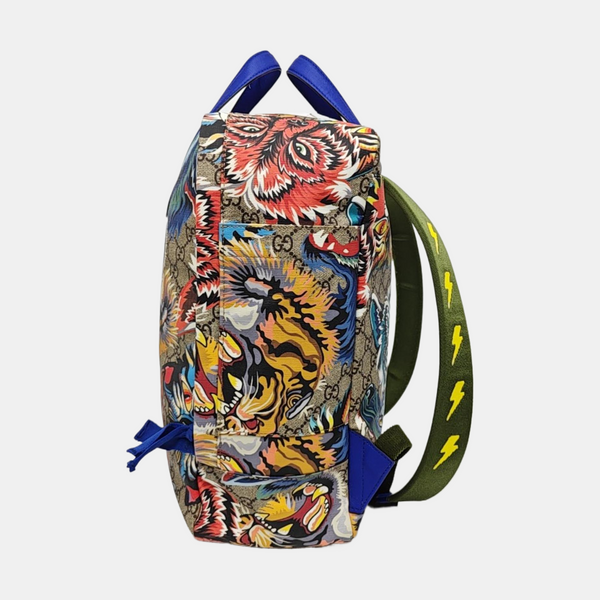 Coated Canvas Backpack Blue