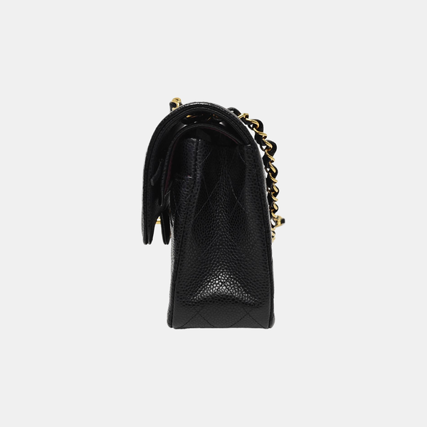 CLASSIC FLAP Small Quilted Grained Calfskin Black