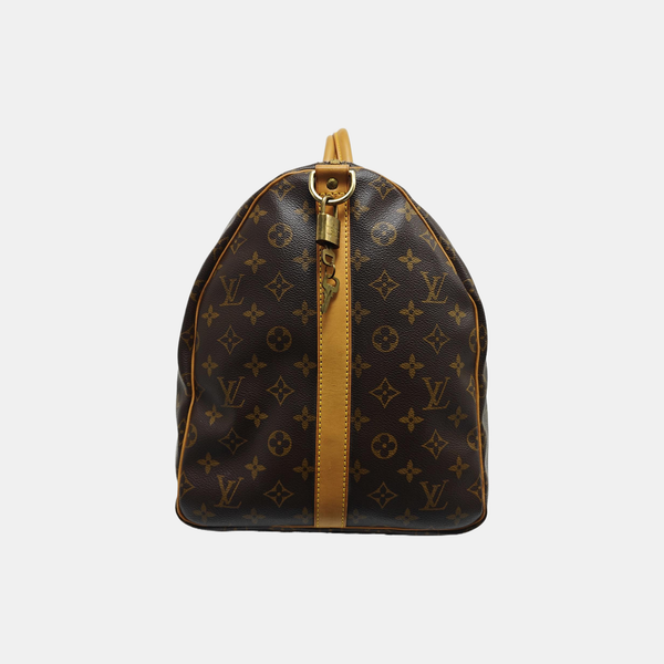 KEEPALL 55 Monogram Coated Canvas Brown