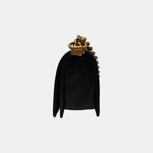 BOY CHANEL Small Quilted Grained Calfskin Black