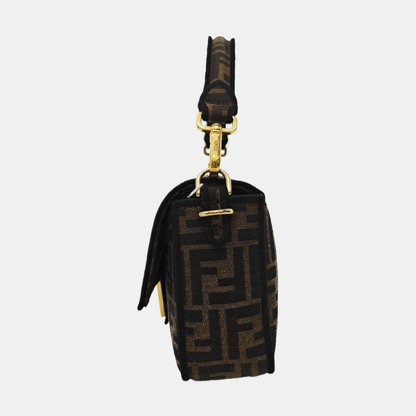 Bolso baguete de lona mediana marrón