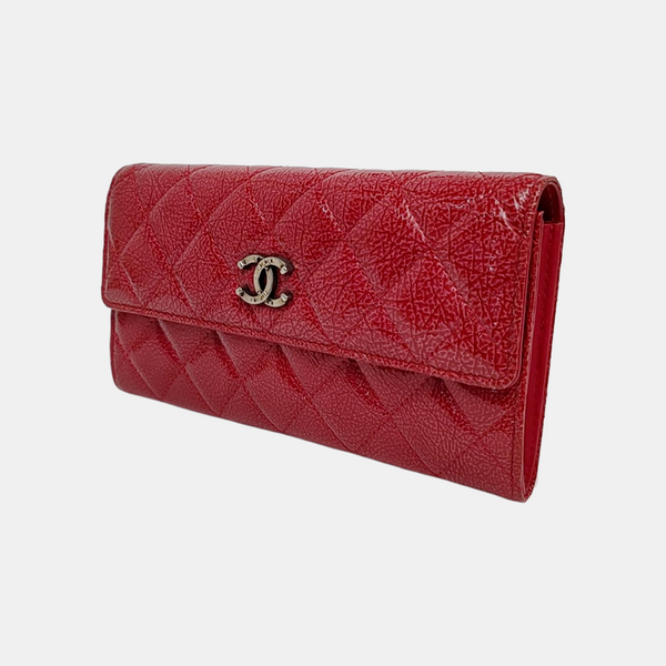 Quilted Patent Lambskin Wallet Pink