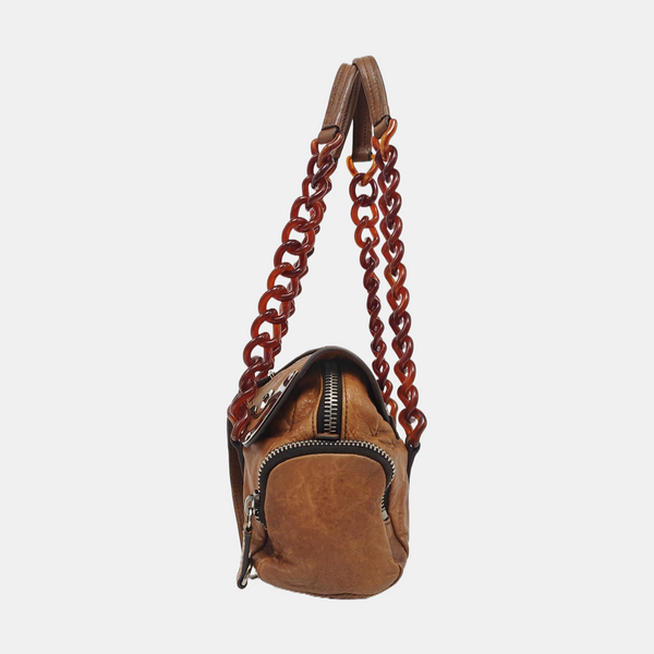 Lambskin Shoulder Bag Brown