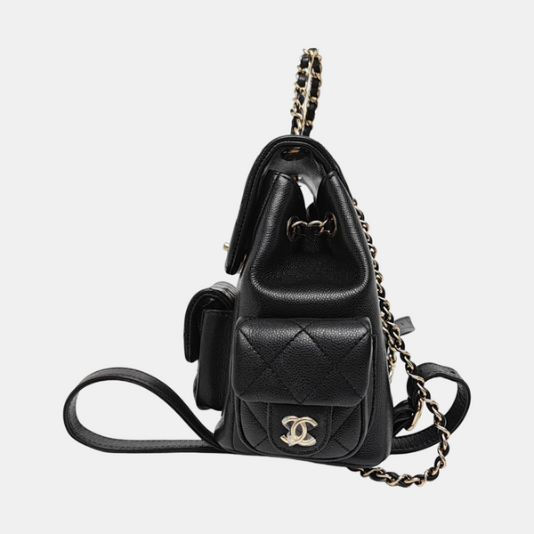 Small Quilted Grained Calfskin Black
