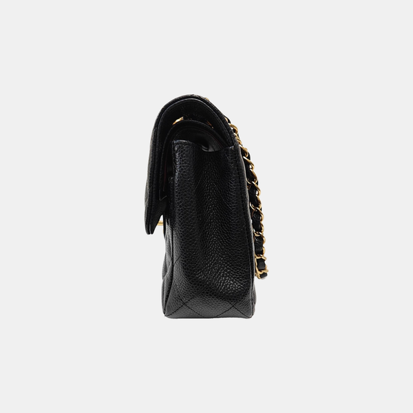 CLASSIC FLAP Small Quilted Grained Calfskin Black