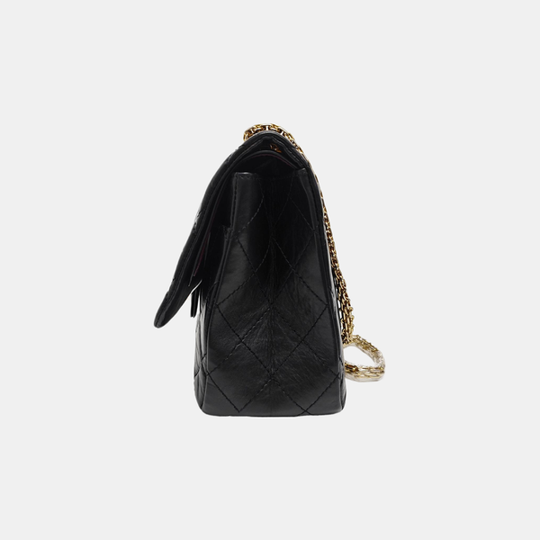 2.55 Maxi Quilted Waxed Cafskin Black