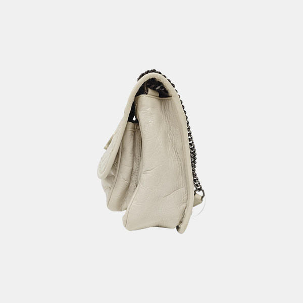 NIKI Small Chevron Calfskin White