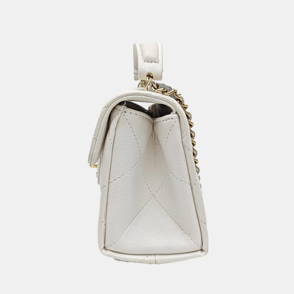 CLASSIC FLAP Mini Quilted Grained Calfskin White