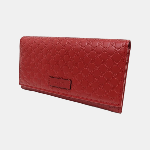 Microguccissima Monogram Calfskin Red Wallet