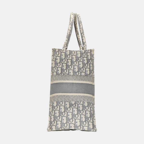 Book Tote Medium Oblique Canvas White