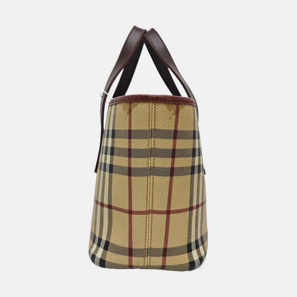 Coated Canvas Top Handle Bag Beige