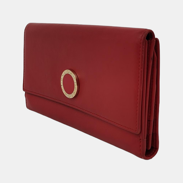 BVLGARI Calfskin Red Wallet