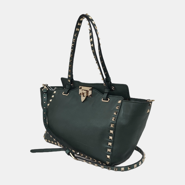 Authenticated pre-owned Rockstud Small Calfskin Green - Tote Bag at Looply