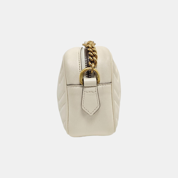 Authenticated pre-owned GG Marmont Mini Quilted Calfskin White - Crossbody Bag at Looply