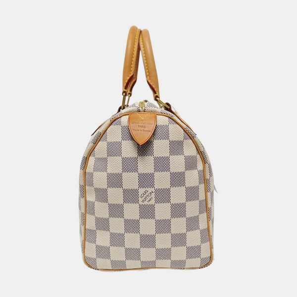 SPEEDY 25 Damier Azur Coated Canvas White