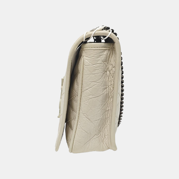 NIKI Mini Chevron Calfskin White