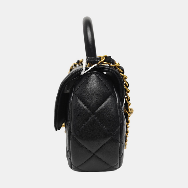 Quilted Lambskin Shoulder Bag Medium Black